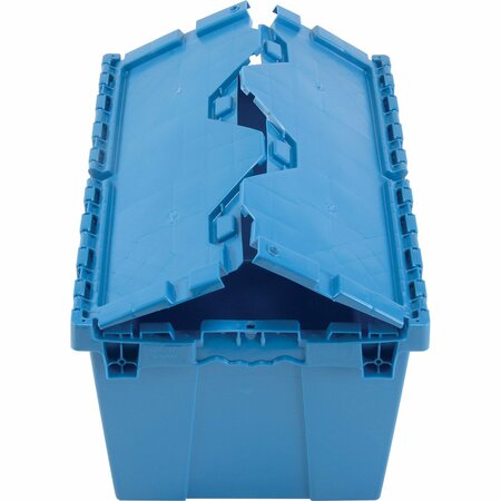 Global Industrial Plastic Distribution Container With Hinged Lid, 21-7/8x15-1/4x12-7/8, Blue 257809BL